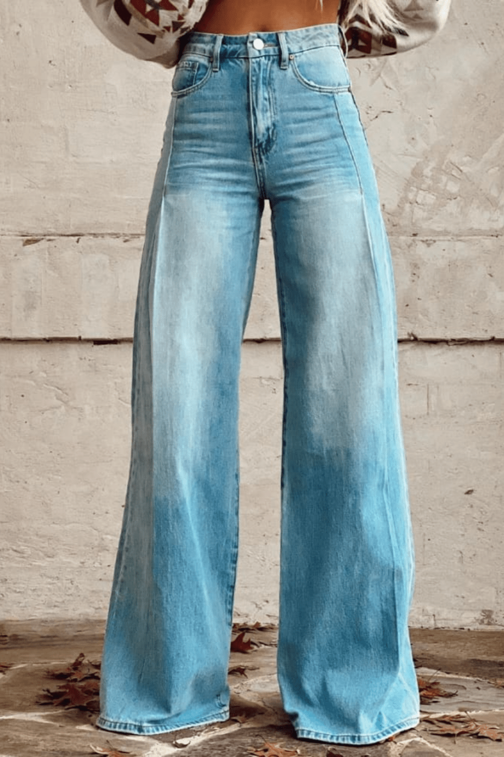 Amélie Porter | Denim broek met hoge taille en wijde pijp