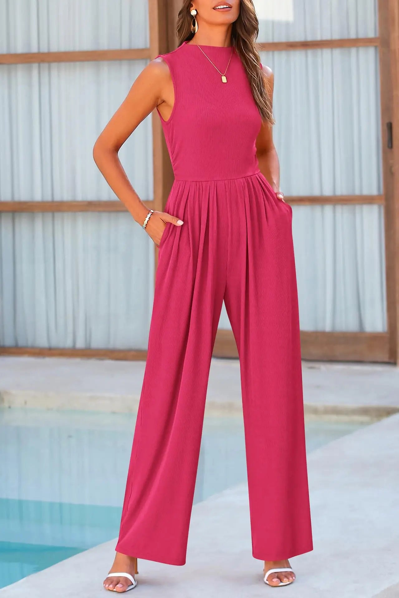 Amal Verdan | Minimal High Neck Wide Leg Jumpsuit