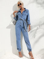 Amara Vale | Tailored Denim Utility Jumpsuit