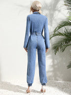 Amara Vale | Tailored Denim Utility Jumpsuit