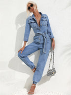 Amara Vale | Tailored Denim Utility Jumpsuit