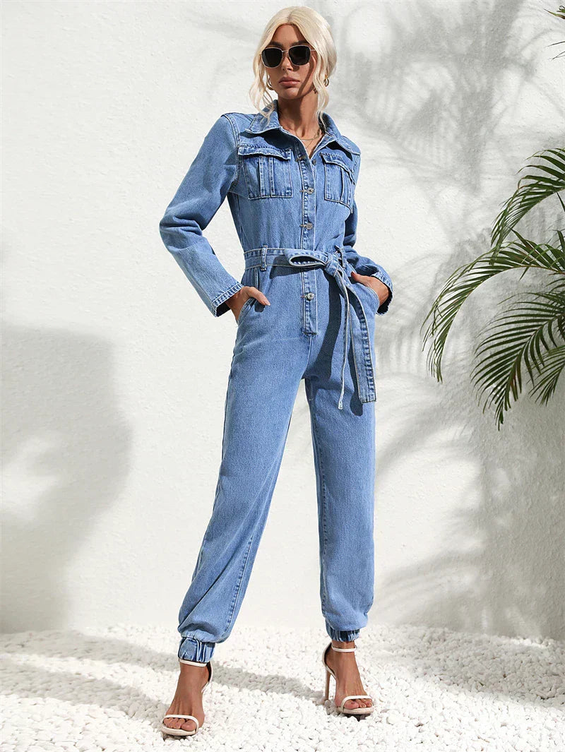 Amara Vale | Tailored Denim Utility Jumpsuit