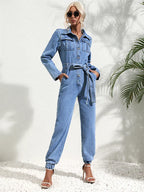 Amara Vale | Tailored Denim Utility Jumpsuit