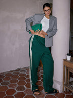 Alessia Montoro | Gestreepte Patchwork Broek High-Waist Comfort