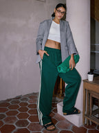 Alessia Montoro | Gestreepte Patchwork Broek High-Waist Comfort