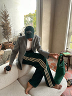 Alessia Montoro | Gestreepte Patchwork Broek High-Waist Comfort