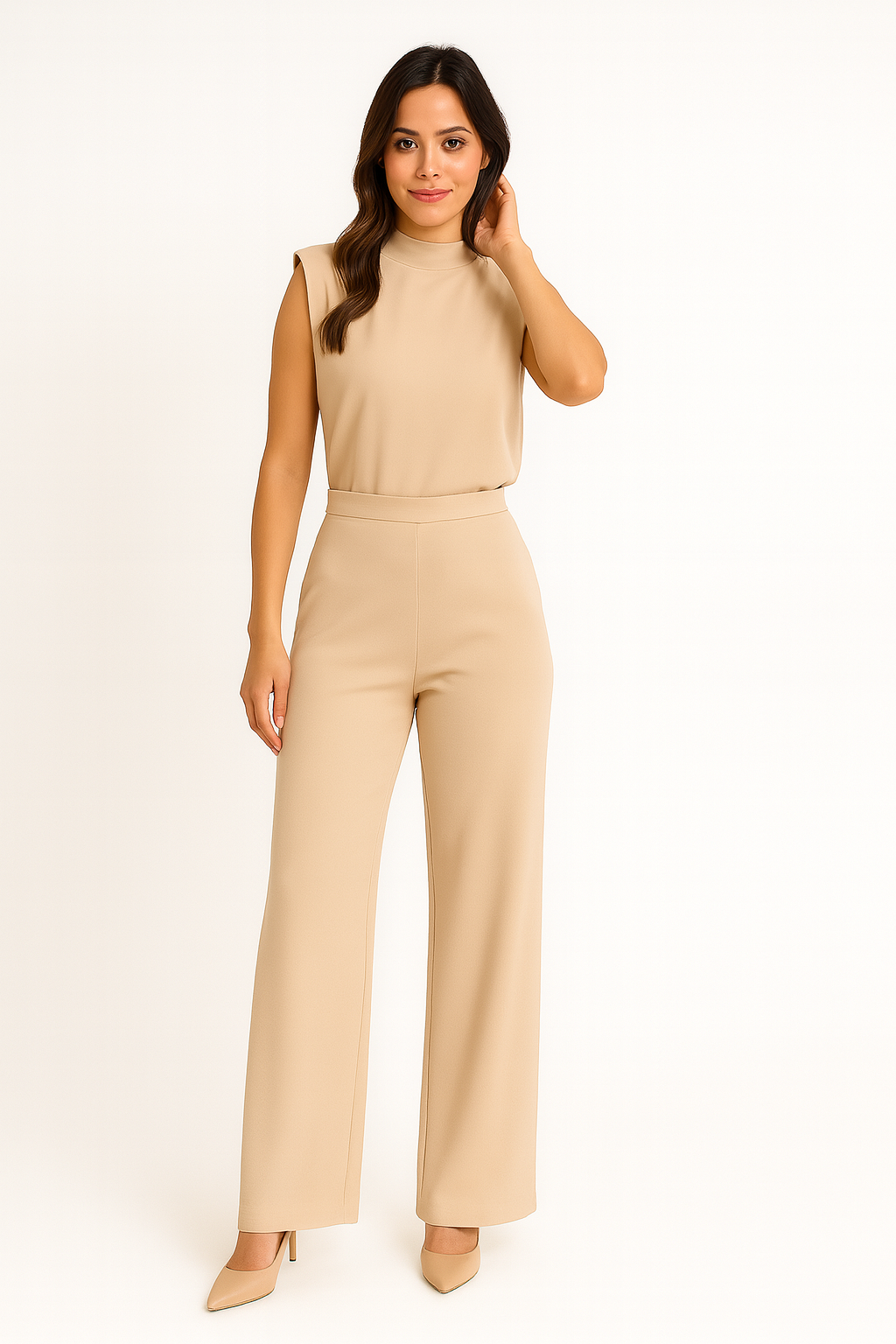Selene Auria | Satin Flow Wide-Leg Jumpsuit